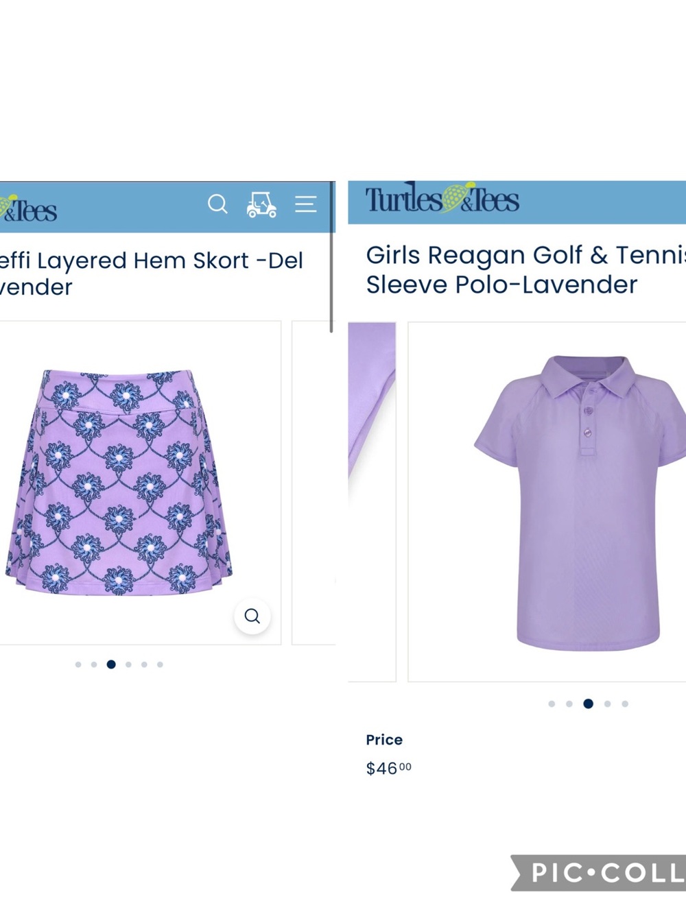 Youth Girls Turtle & Tees Golf Outfit Reagan Polo Top Steffi Skirt Skort Sz. 12
